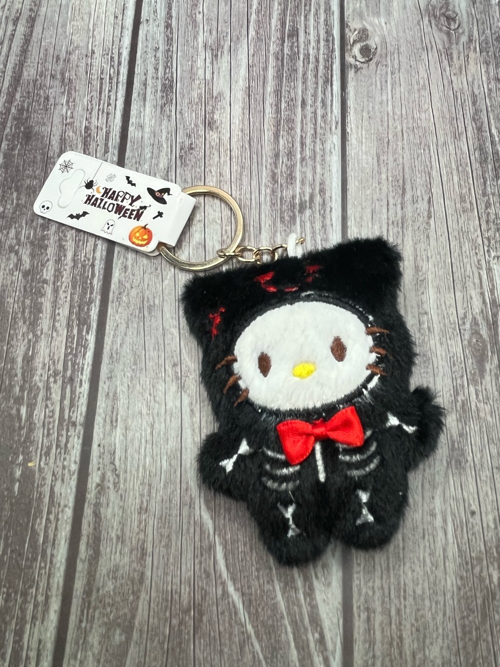 NWT Hello Kitty Halloween Skeleton Plush Keychain / Bag Charm Kawaii Cute Spooky